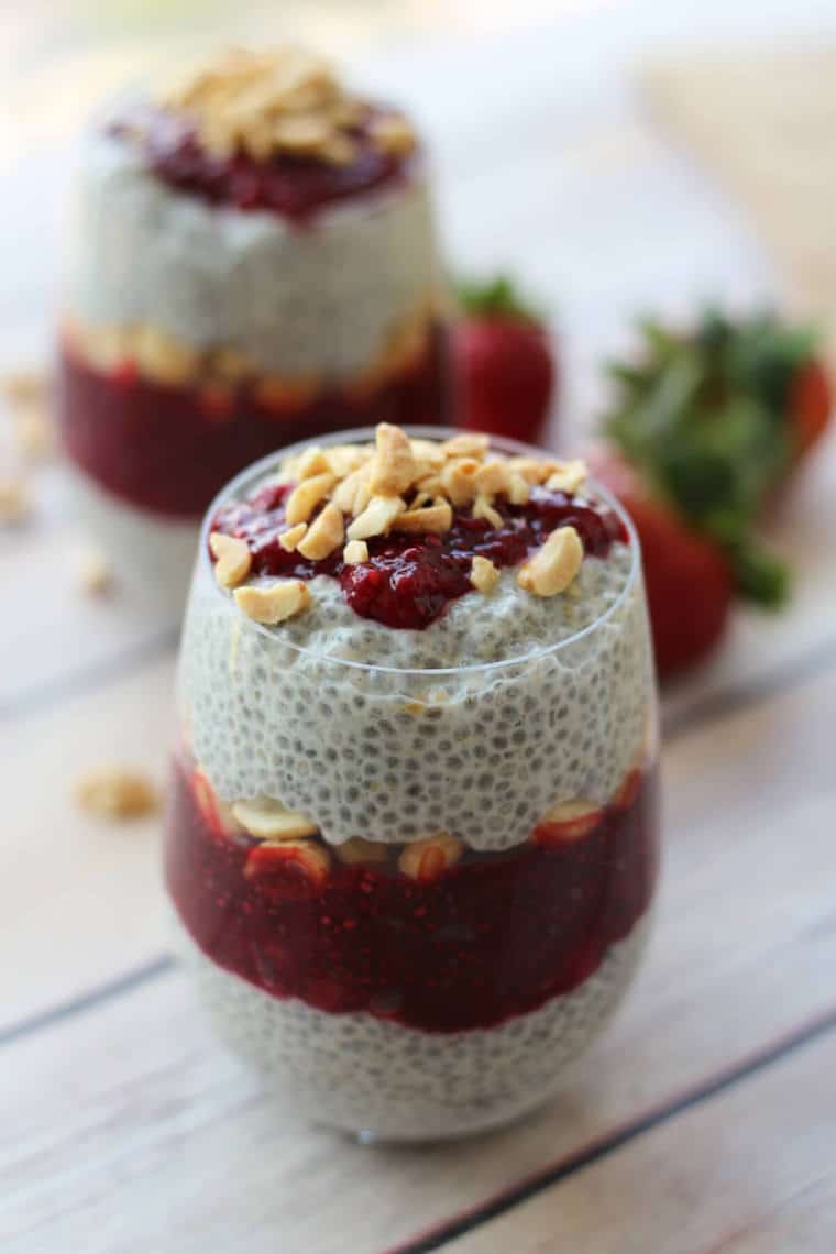 Chia pudding in glass.