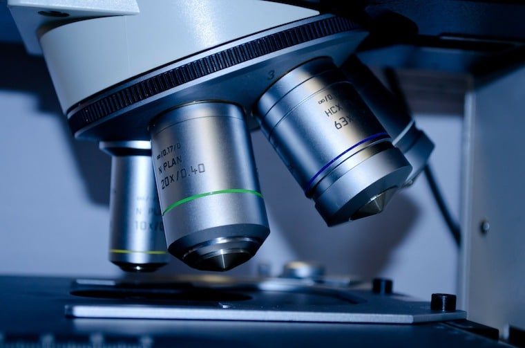 Close up of a microscope