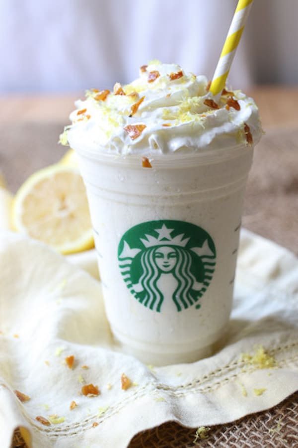 Close up of lemon frappuccino.