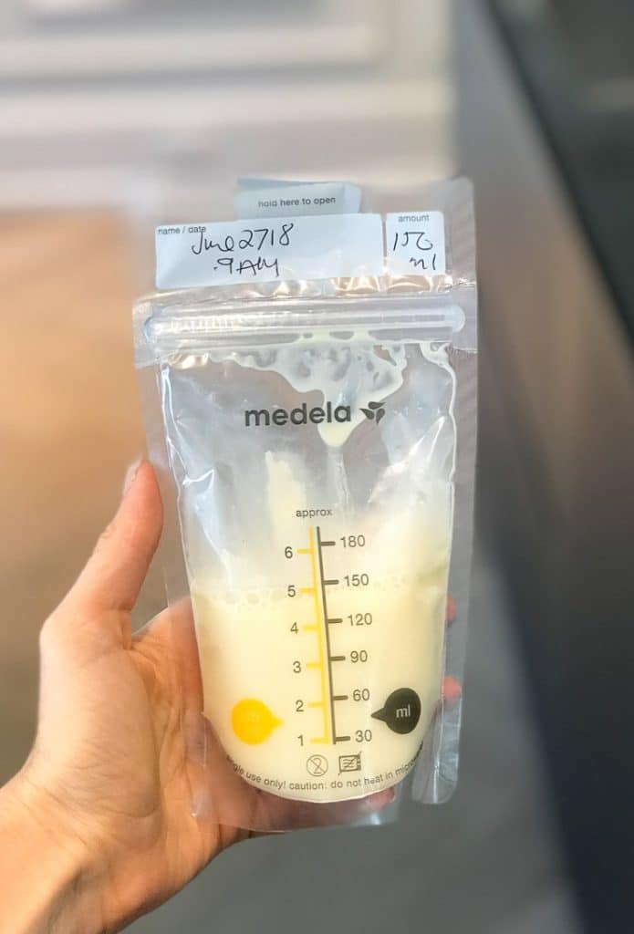 Breast milk in a bag.