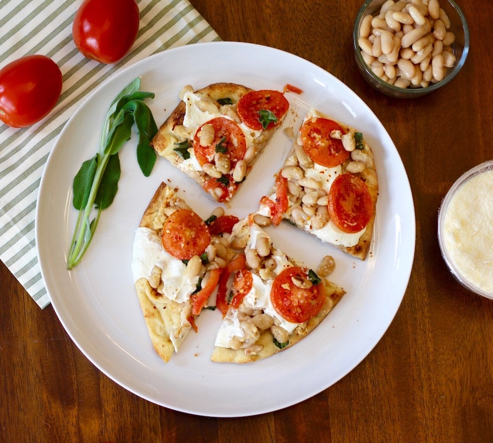 Pizza on naan bread.