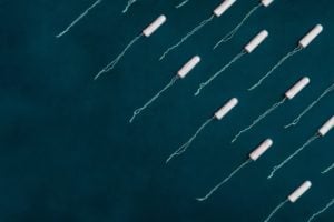 tampons on a blue background