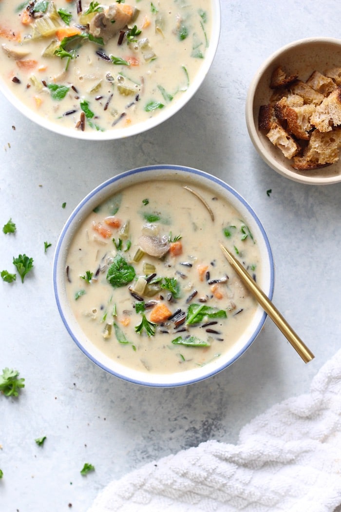birds eye view of vegan soup recipe