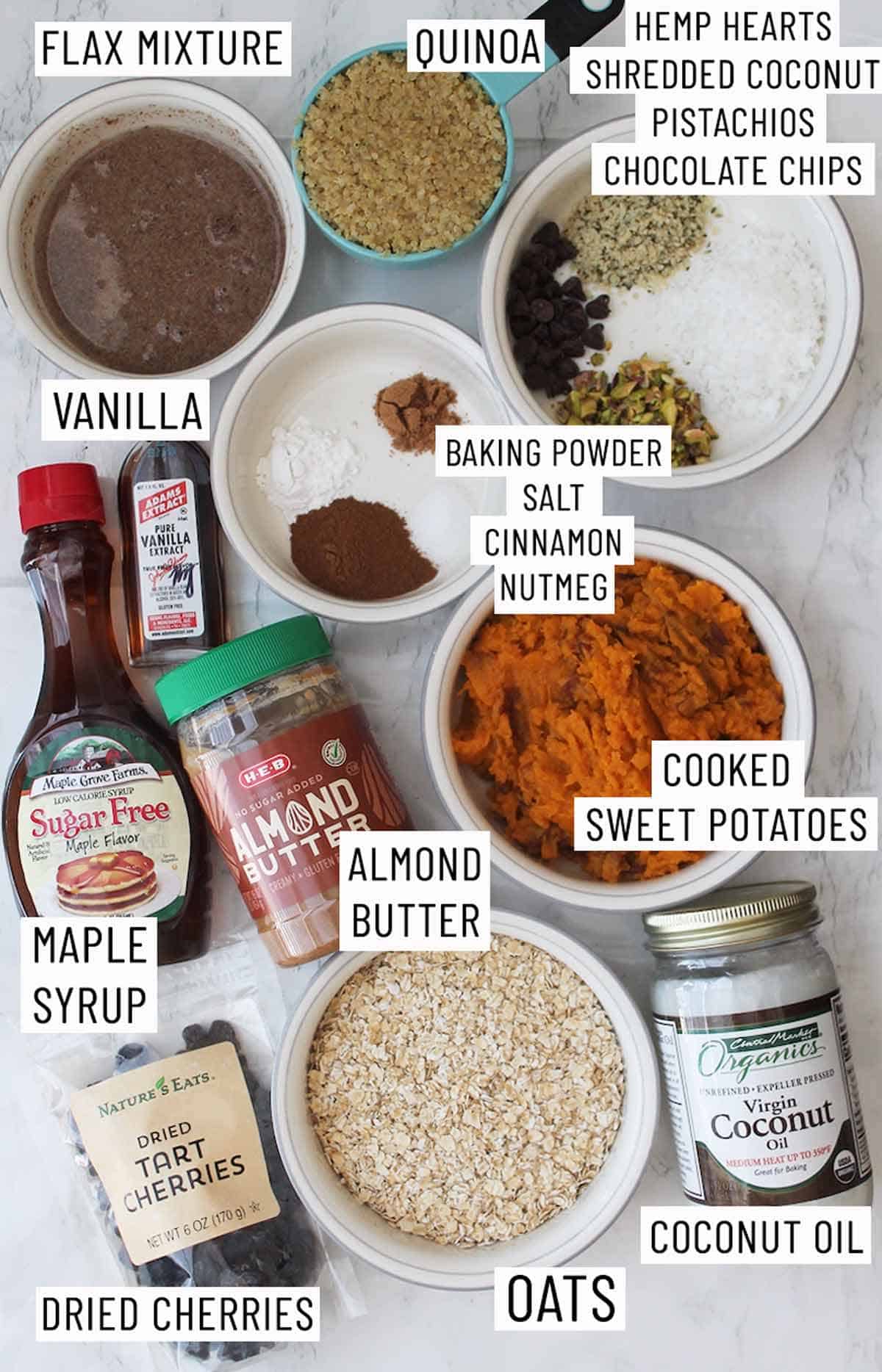 Ingredients needed to make sweet potato bars recipe