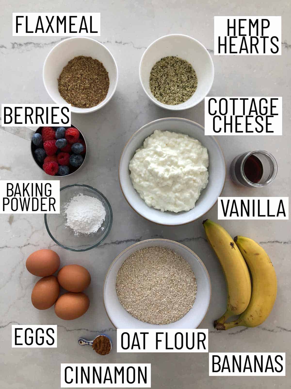 Ingredients needed to make a sheet pan pancake.