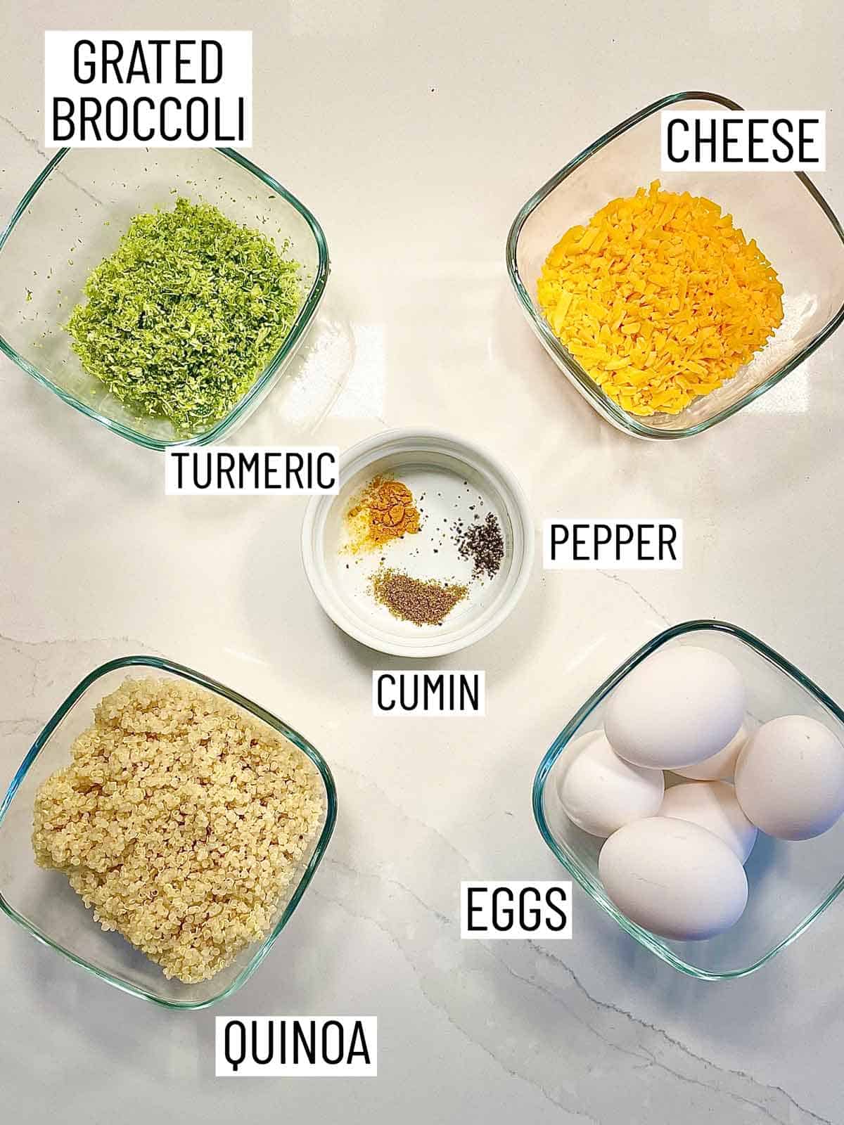 Ingredients needed to make mini egg bites.